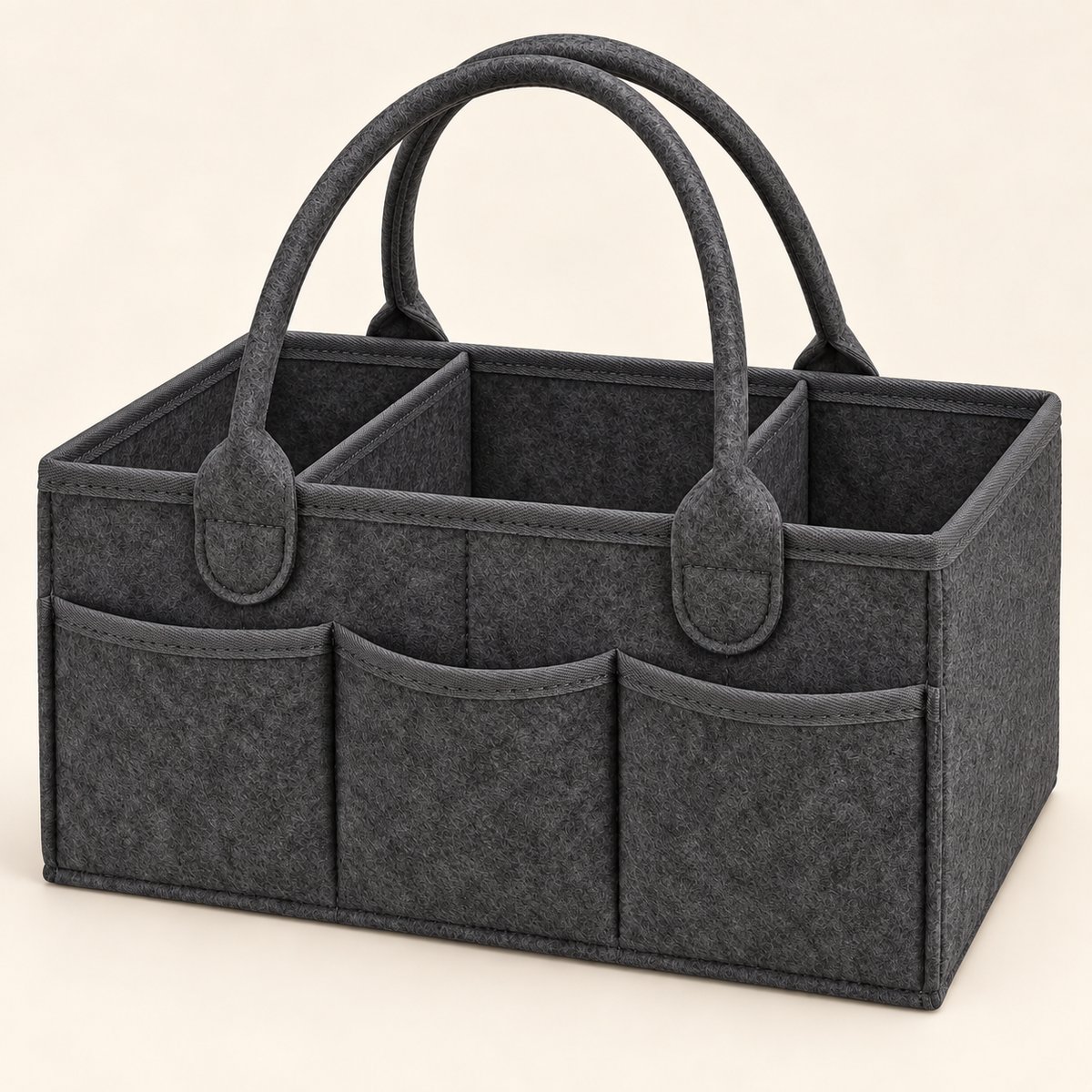 AI colour preview: Light black felt nursery caddy. Approximate shade; final sample photography pending. Organizer only.