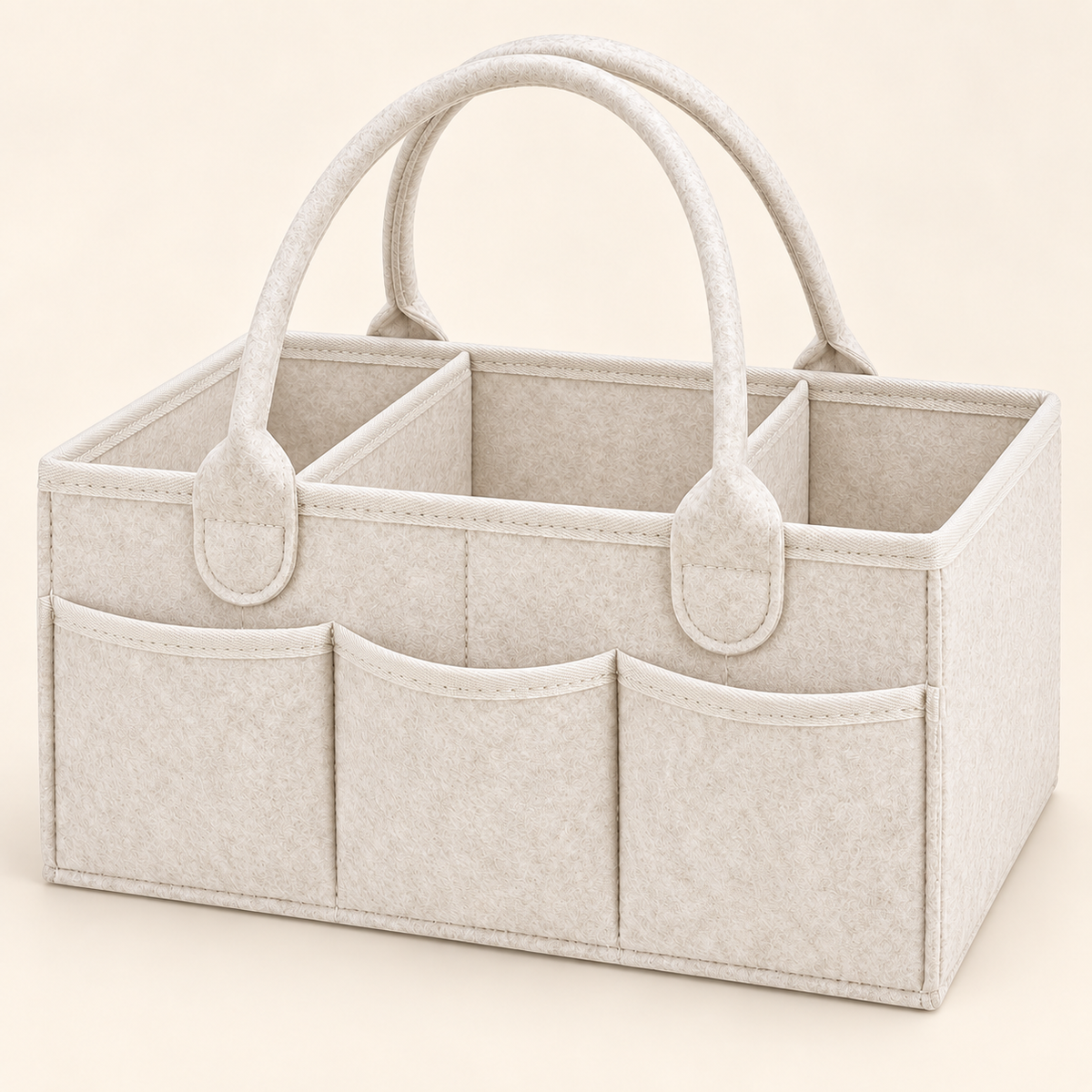 AI colour preview: Light white felt nursery caddy. Approximate shade; final sample photography pending. Organizer only.